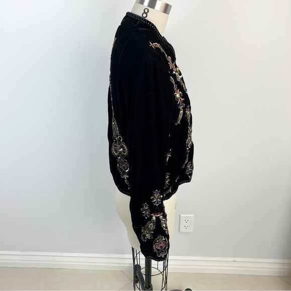 ZARA Premium Velvet Embellished Bolero Jacket Sz M Black Rare Blogger Fav - Picture 7 of 10